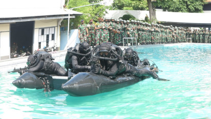 Pertajam Kemampuan Naluri Tempur, Kopaska Gelar Latihan Pertempuran Permukaan Perairan Non Konvensional