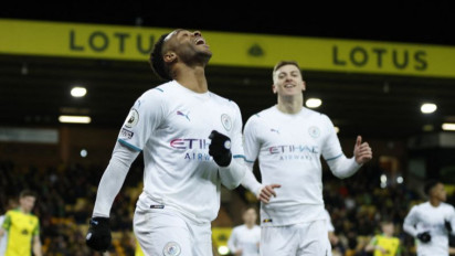 Raheem Sterling Cetak 3 Gol Saat Manchester City Taklukkan Norwich City 4-0