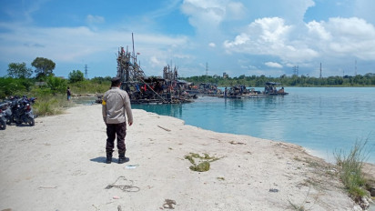 Polisi Razia Tambang Timah Ilegal di Kolong Marbuk Koba, Para Penambang Lari Kocar Kacir