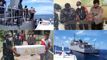 Benda Mirip Rudal atau Pendeteksi Bawah Laut Buatan Amerika Dijemput KRI. Fatahillah di Pulau Jampea, Kepulauan Selayar