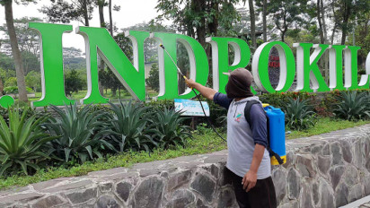 Tutup Seminggu Akibat Covid-19, Kebun Raya Indrokilo Boyolali Disemprot Disinfektan