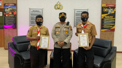 Keliling Indonesia Naik Motor, Dua Anggota Pramuka Luar Biasa Mampir ke Polres Sibolga