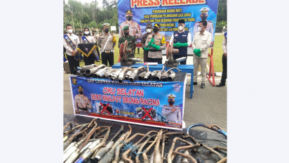 Ratusan Knalpot Brong Dimusnahkan Polres Oku Selatan