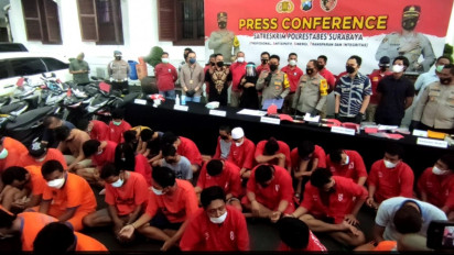 Dalam Sebulan, 46 Penjahat Jalanan di Surabaya Berhasil Diamankan Polisi