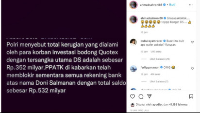 Isi Saldo 'Crazy Rich' Doni Salmanan Terungkap Capai Rp532 Miliar. Netizen: From Sultan To Rutan