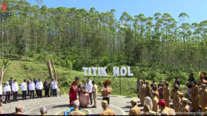 Di Titik Nol IKN, Presiden Ritual Penyatuan Air dan Tanah dari 34 Provinsi