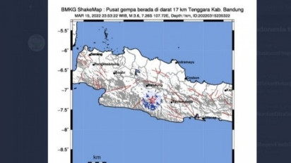 Gempa Dangkal Dirasakan di Ciparay Bandung Jelang Tengah Malam