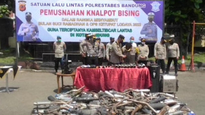 Polrestabes Bandung Musnahkan Ribuan Knalpot Bising