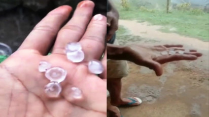 Hujan Es Seukuran Kelereng Guyur Desa Jalatunda Banjarnegara