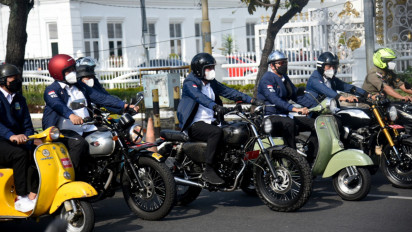 Gubsu Bersama Bupati Wali Kota Kompak Naik Sepeda Motor ke Acara Musrenbang
