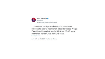 Indonesia Kecam Kekerasan Aparat Keamanan Israel di Komplek Masjid Al-Aqsa