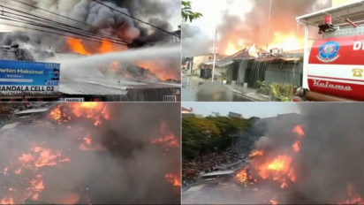 36 Petak Rumah Asrama Polisi Mamajang Terbakar, 25 unit Pemadam Kebakaran Dikerahkan