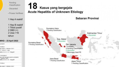 Kementerian Kesehatan Menemukan 18 Orang Dugaan Kasus Hepatitis Akut