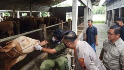 Cegah Wabah PMK, Polres Demak Periksa Peternakan Warga