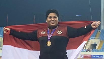 Atlet Tolak Peluru Eki Febri Sumbang Emas Pertama Atletik