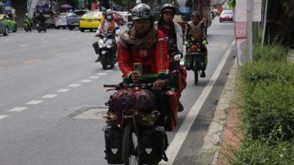 Tiga Pesepeda Asal Indonesia Tujuan Mekkah Tiba di Bangkok
