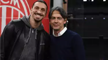 Zlatan Ibrahimovic bersama Filippo Inzaghi, mantan tandemnya di AC Milan.