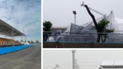 Jelang Balap Formula E di Ancol, Atap Tribun Ambruk