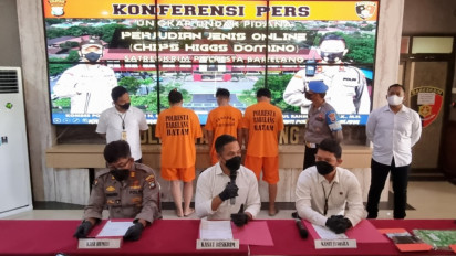 Tiga Orang Bandar Judi Online Higgs Domino Diringkus Polresta Barelang