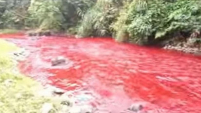 Ternyata ini Penyebab Pencemaran Aliran Sungai Berwarna Merah Darah di Padalarang