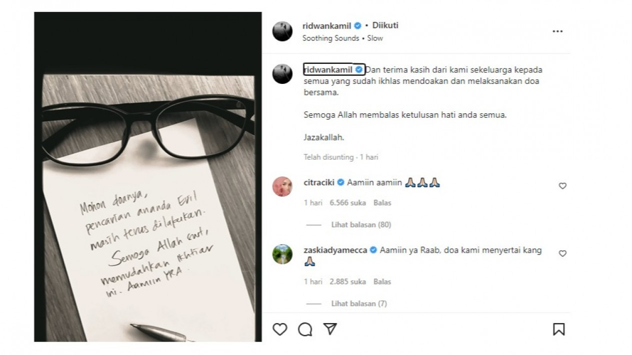 Ridwan Kamil Minta Dukungan Doa dan Ucapkan Terima Kasih
            - galeri foto