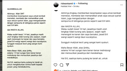 Ridwan Kamil Ungkap Mukjizat Kecil: Saya Bersaksi Jasad Eril Ditemukan Utuh Wangi dan Menengok ke Kanan