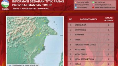 11 Titik Panas Terdeteksi Pada Tiga Kabupaten di Kalimantan Timur