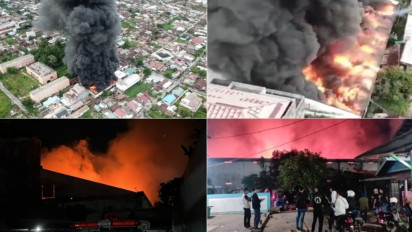 Update Kebakaran Gudang di Kotim : Lebih 10 Jam Api Masih Berkobar di Gudang Berisi Barang Plastik