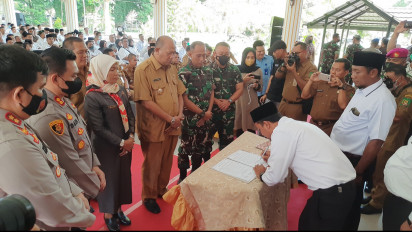 Jelang Pilkades Serentak 19 Juni 2022, Ratusan Calon Kades Ikuti Deklarasi Pilkades Damai