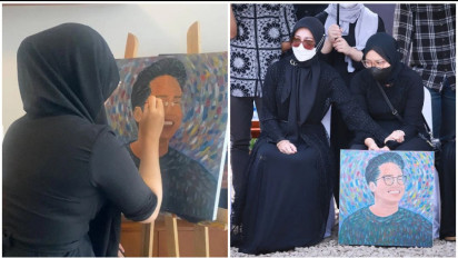 Terharu! Ternyata 12 jam, Atalia Praratya Perlihatkan Proses Zara Buat Lukisan Potret Eril, Netizen Terenyuh