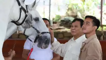 Prabowo ajari Gibran berkuda di Hambalang