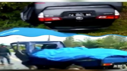 Akibat Hujan Deras, Mobil Bank Sumsel Babel Laga Kambing dengan Pikap Pembawa Sembako Hingga Ringsek