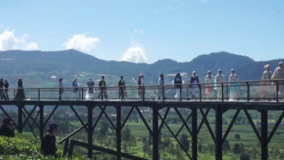 Tampil Beda, Puluhan Model Ikuti Fashion Show di Perkebunan Teh Pangalengan