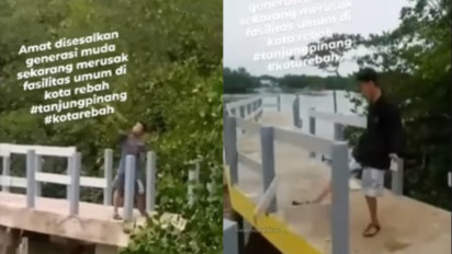 Miris Demi Konten! Terekam Sekelompok Pemuda Rusak Fasilitas Umum, Netizen: Ketangkep Nangis