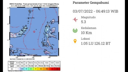 Gempa Magnitudo 5,3 di Bitung Sulut, Guncangan Terasa hingga Manado dan Tondano