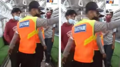 Viral! Video Tiga Orang Pemuda Diturunkan Petugas Keamanan Kereta karena Mengobrol di Gerbong