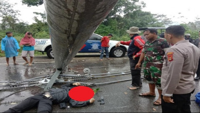 Memilukan, Hendak Pergi Kerja Tertimpa Tiang Listrik, Seorang Pegawai Bank BUMM di Lahat Tewas