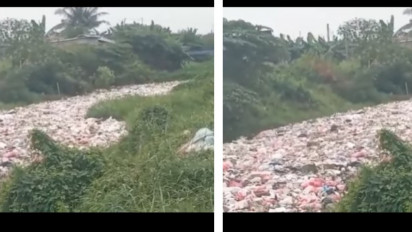 Viral Video Sebuah Sungai Dipenuhi Tumpukan Sampah Plastik Sepanjang 600 Meter di Cikarang, Warga Keluhkan Bau Tak Sedap