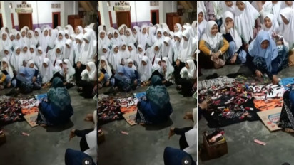 Viral! Razia di Pondok Pesantren Pengasuh Menggeprek Puluhan Lipstik Santiwati Hingga Hancur