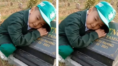 Viral Video Seorang Anak Kecil Minta Diantarkan ke Makam Ayahnya untuk Berpamitan Sebelum Berangkat Sekolah