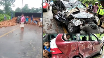 Truk dan 2 Minibus Terlibat Kecelakaan, Ribuan Kelapa Berhamburan