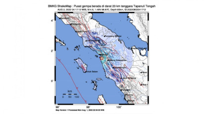 Gempa Bumi Mengguncang Tapanuli Tengah, Magnitudo 4,9 
