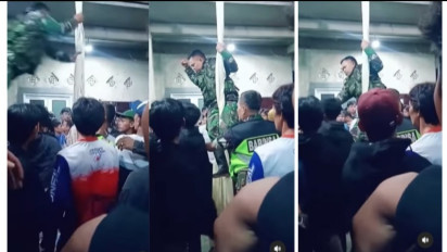 Viral Video Aksi Heroik Anggota TNI Loncat dan Hinggap di Tiang Pisahkan Keributan , Tuai Komentar Netizen