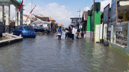 Air Laut Pasang Datang, Banjir Rob Kembali Terjang Desa Kalibuntu Probolinggo