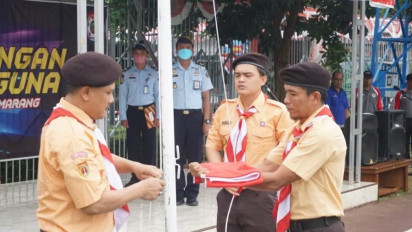 Peringatan Hari Pramuka ke-61, Narapidana Lapas Semarang Jadi Petugas Upacara Bendera