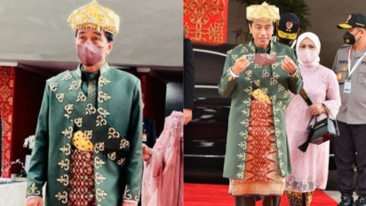 Pakai Baju Adat Paksian Asal Bangka Belitung. Jokowi: Filosofi Kesejukan, Harapan dan Pertumbuhan