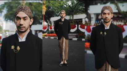 Seperti Perankan ‘HOS Tjokroaminoto’, Reza Rahadian Berbusana Adat Jawa Turut Jadi Peserta Upacara HUT ke-77 RI