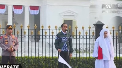 Presiden Lepas Kirab Merah Putih Bersama Kapolri dan Habib Luthfi Bin Yahya 
