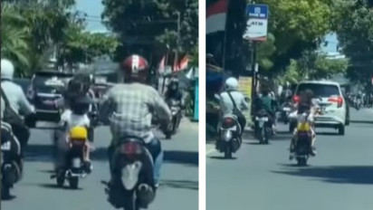Viral Video Bocah Kendarai Sepeda Listrik Sambil Berbonceng Tiga di Jalanan yang Ramai, Bahayakan Pengguna Jalan Lainnya