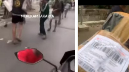 Viral Video Kurir Ekspedisi Nekat Melintasi Jalan yang Jadi Lokasi Tawuran Antar Warga Demi Antar Paket